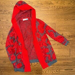 Anthropologie Sparrow Maraschino Floral Hooded Cardigan